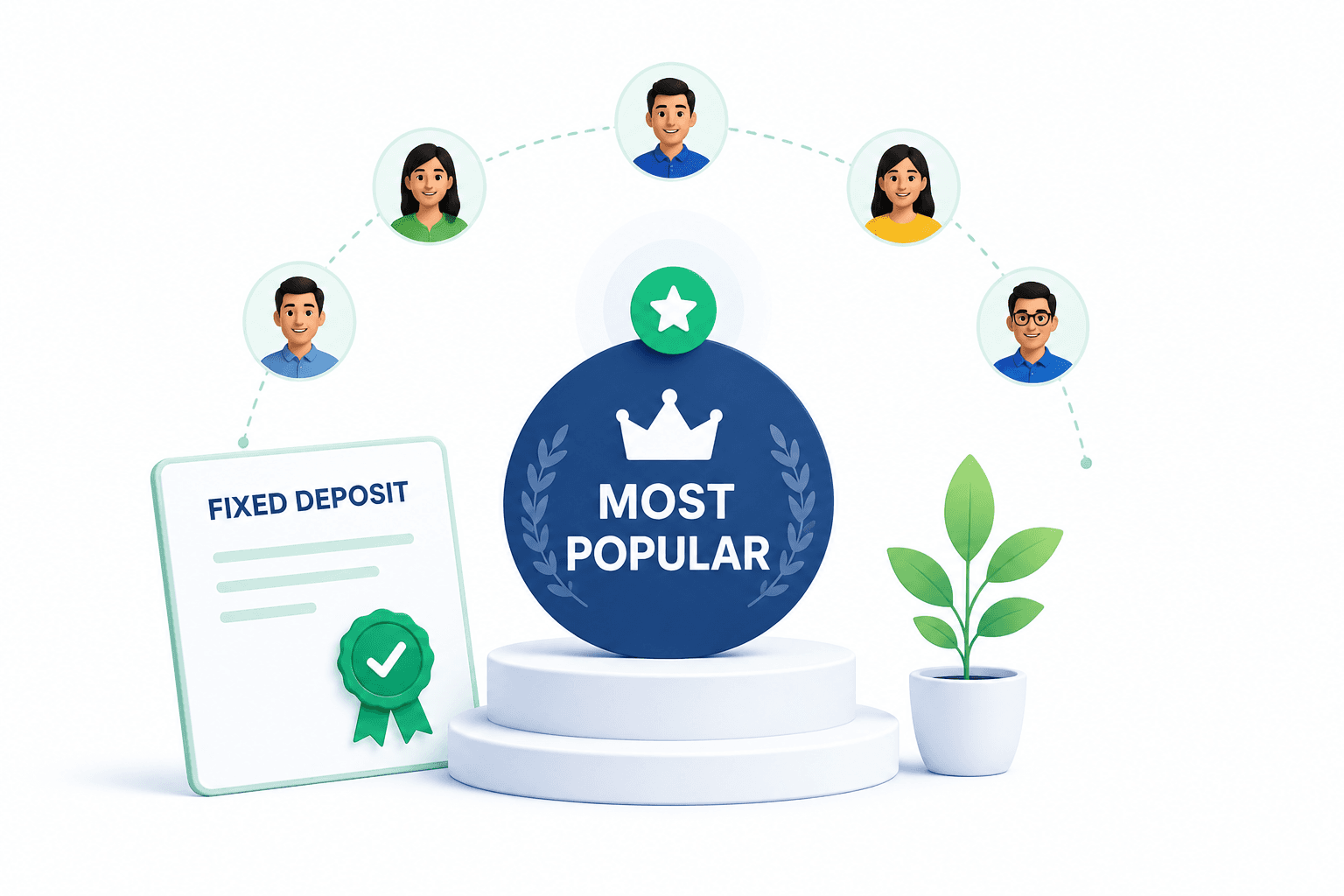 Bank building with growth chart illustration