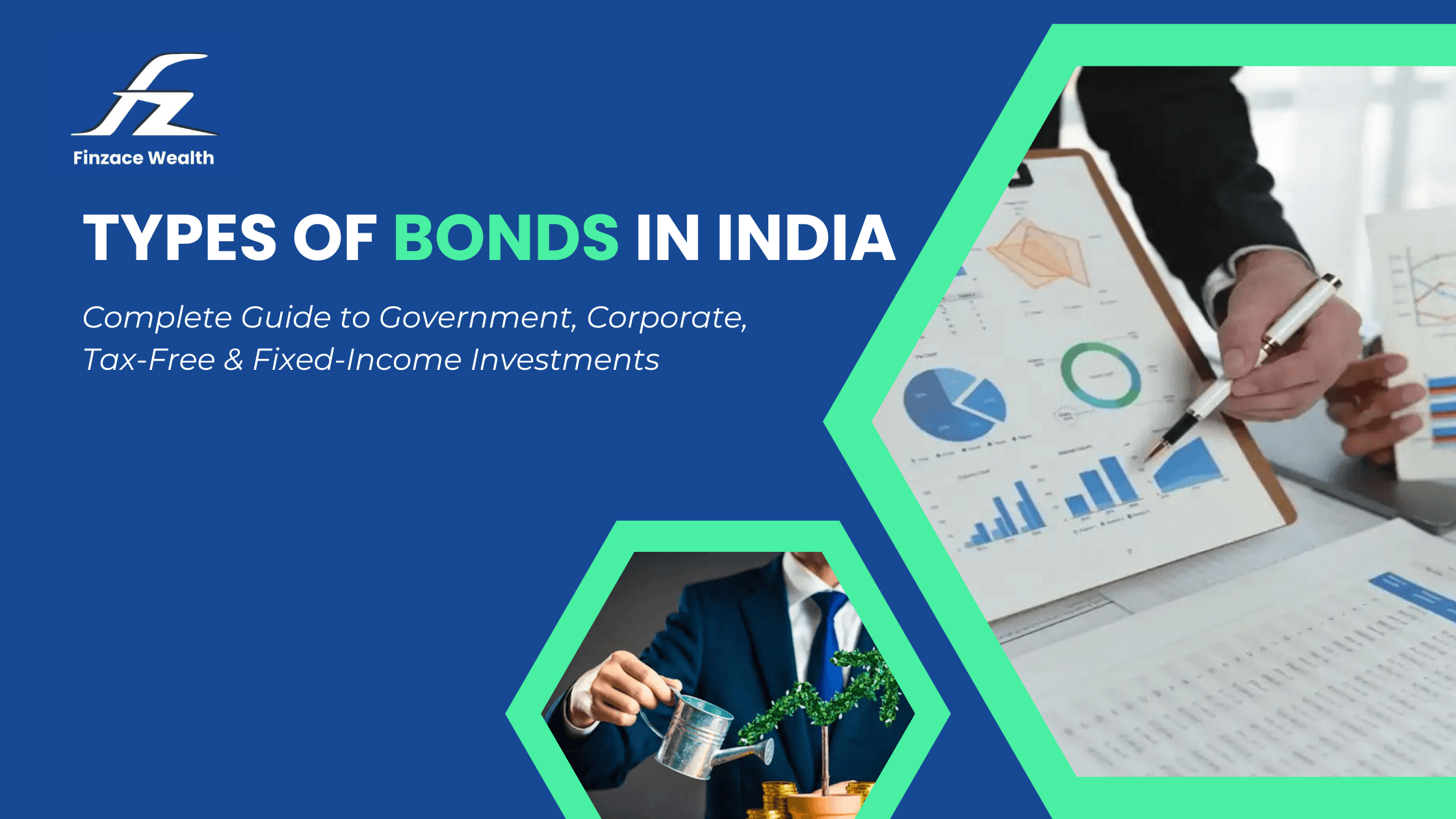 Illustration showing different types of bonds in India, including Government Securities, Corporate Bonds, Tax-Free Bonds, Sovereign Gold Bonds, NCDs, and other fixed-income investment options.